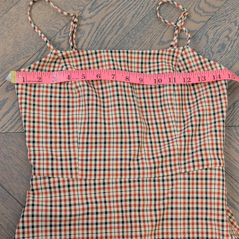 Aritzia Wilfred Isabelle Red Plaid Mini Dress Pockets 2 - Picture 7 of 11